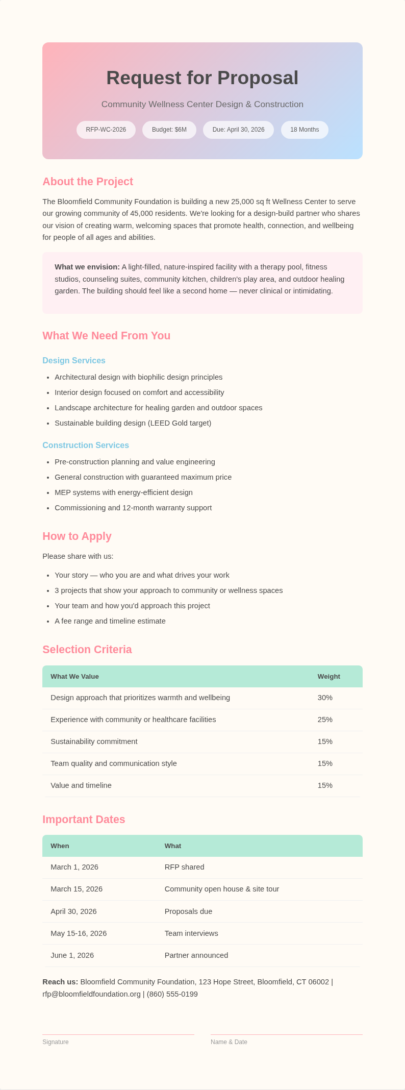 Pastel Request for Proposal